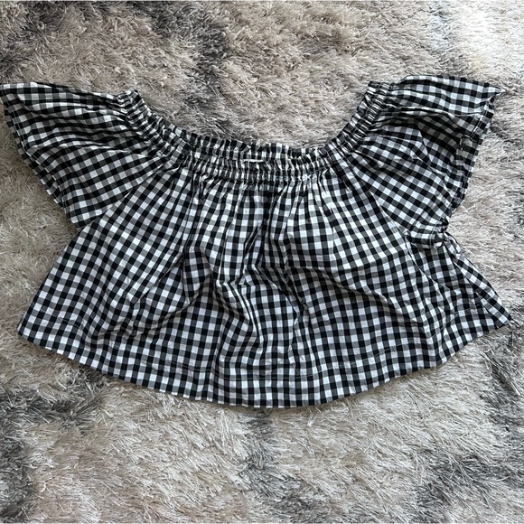 ARTIZIA Vichy pattern off shoulder top - Picture 2 of 3